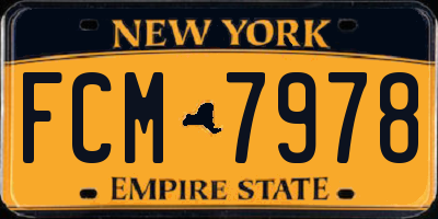 NY license plate FCM7978