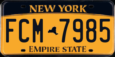 NY license plate FCM7985