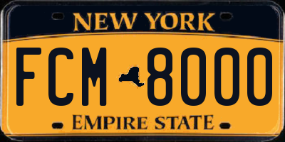 NY license plate FCM8000