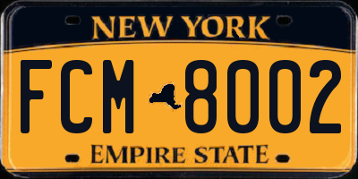NY license plate FCM8002
