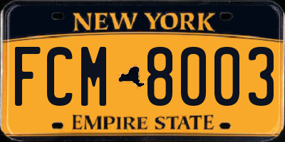 NY license plate FCM8003