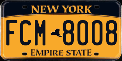 NY license plate FCM8008