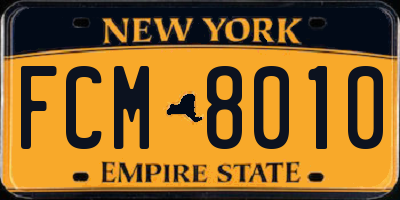 NY license plate FCM8010