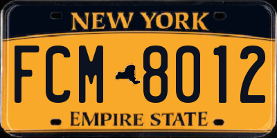 NY license plate FCM8012