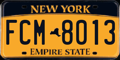NY license plate FCM8013