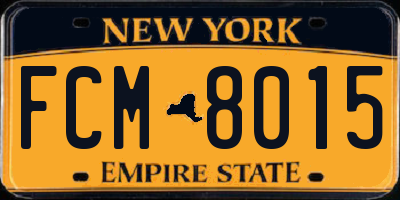 NY license plate FCM8015