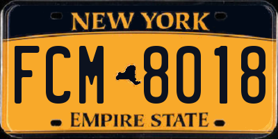NY license plate FCM8018