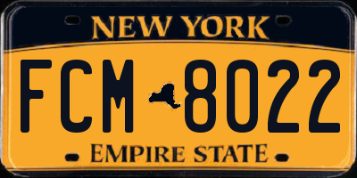 NY license plate FCM8022