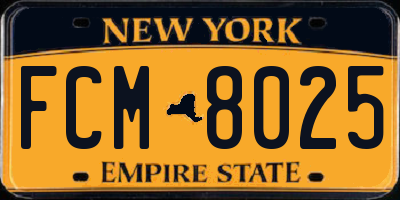 NY license plate FCM8025