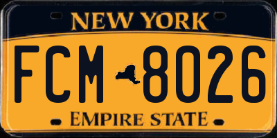 NY license plate FCM8026