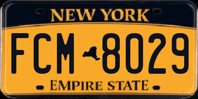 NY license plate FCM8029