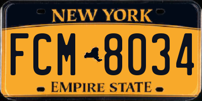 NY license plate FCM8034