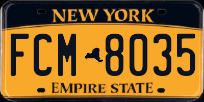 NY license plate FCM8035