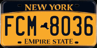 NY license plate FCM8036
