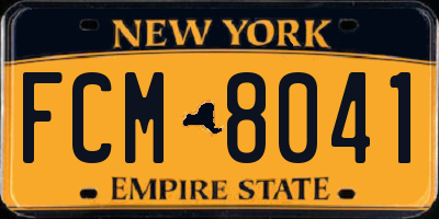 NY license plate FCM8041