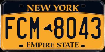 NY license plate FCM8043