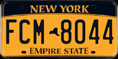 NY license plate FCM8044