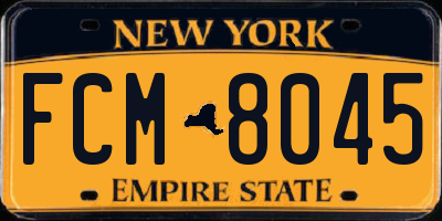 NY license plate FCM8045