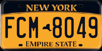 NY license plate FCM8049