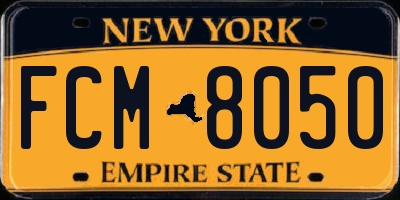 NY license plate FCM8050
