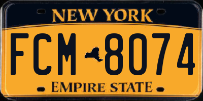 NY license plate FCM8074