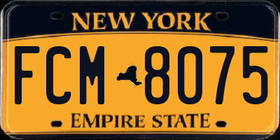 NY license plate FCM8075