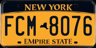 NY license plate FCM8076
