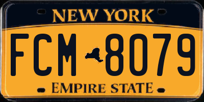 NY license plate FCM8079
