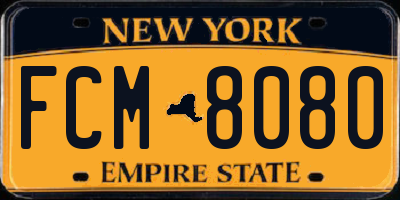 NY license plate FCM8080