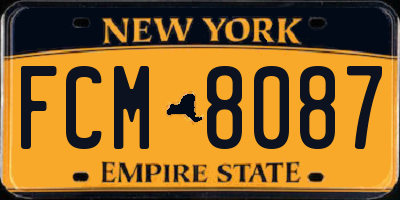NY license plate FCM8087