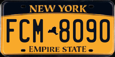 NY license plate FCM8090