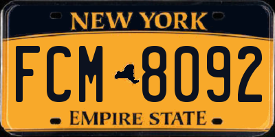 NY license plate FCM8092