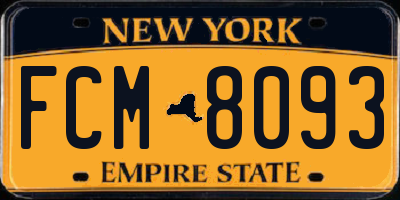 NY license plate FCM8093