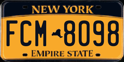 NY license plate FCM8098