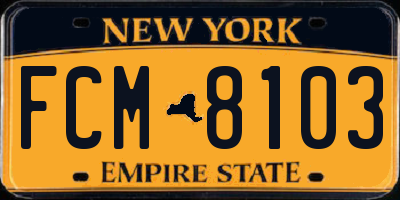 NY license plate FCM8103