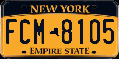 NY license plate FCM8105