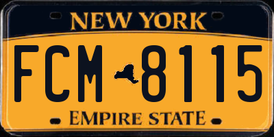 NY license plate FCM8115