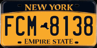 NY license plate FCM8138