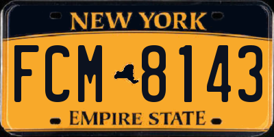 NY license plate FCM8143