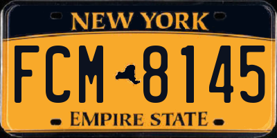 NY license plate FCM8145