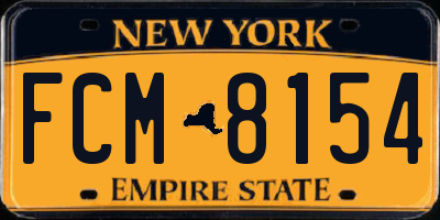 NY license plate FCM8154