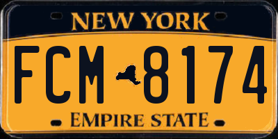 NY license plate FCM8174