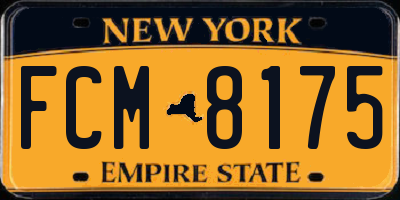 NY license plate FCM8175
