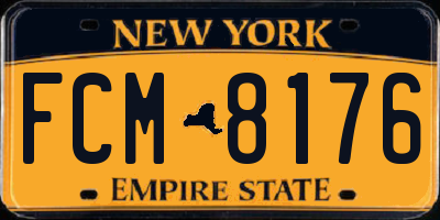 NY license plate FCM8176