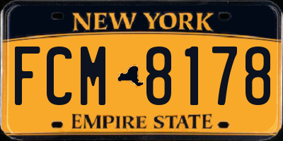 NY license plate FCM8178