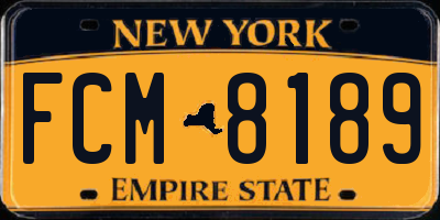 NY license plate FCM8189