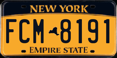 NY license plate FCM8191