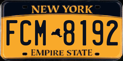 NY license plate FCM8192