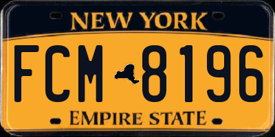 NY license plate FCM8196
