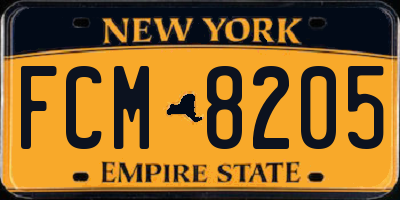 NY license plate FCM8205